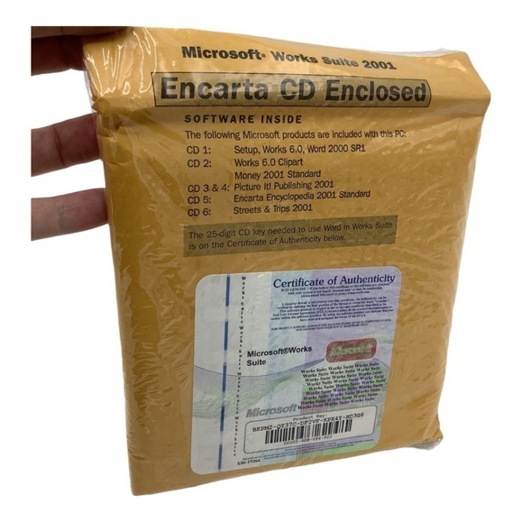 NEW Old Stock Microsoft Works Suite 2001 Encarta Set of 6 CDs SEALED - Picture 9 of 9